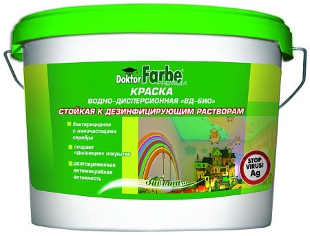 Краска ВД-БИО моющаяся (2,7л/4,3кг) для медицинских учреждений DOKTOR FARBE